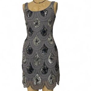 Aqua Gray and Silver Sequin Dress